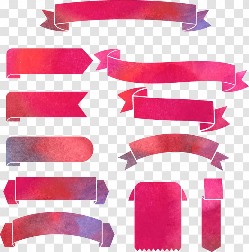 Paper Red Ribbon - Creative Watercolor Design Transparent PNG