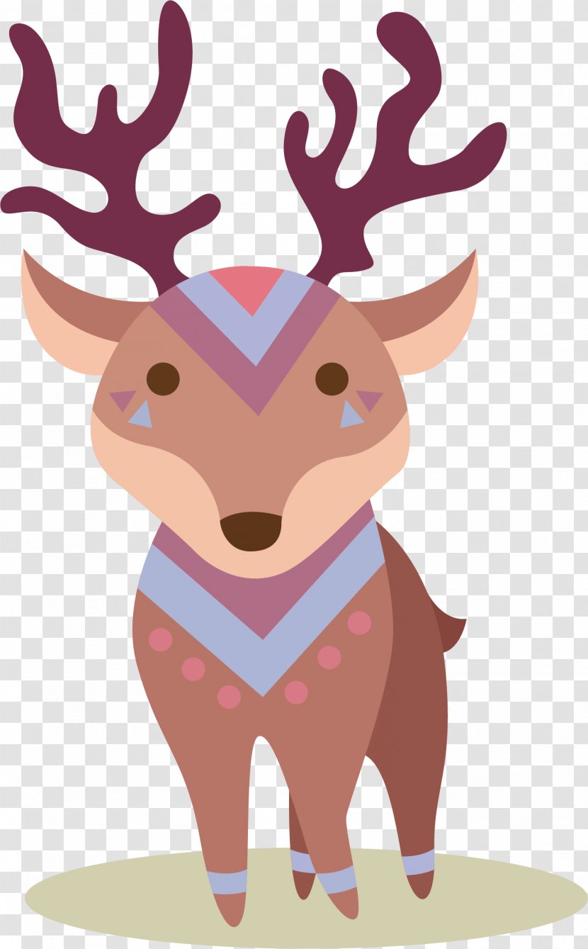 Deer Elk Cartoon - Watercolor - Winter Vector Transparent PNG