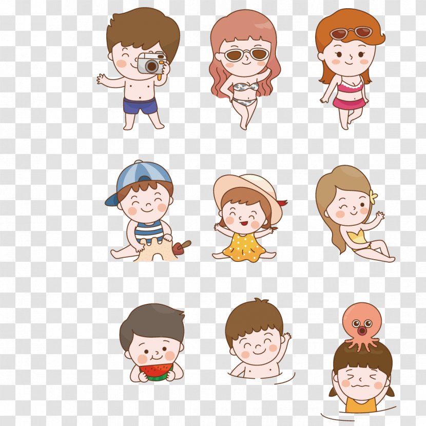Cartoon Illustration - Happiness - Child On The Beach Vacation Transparent PNG