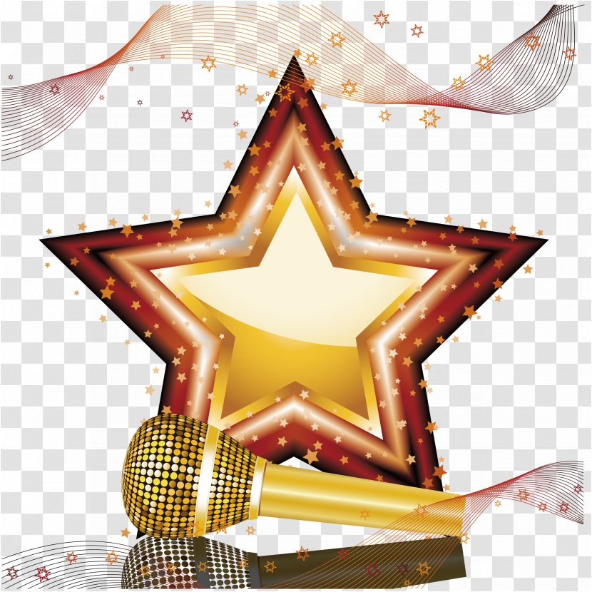 Star And Crescent Five-pointed Shutterstock - Illustrator - Gorgeous Pentagram Microphone Element Transparent PNG