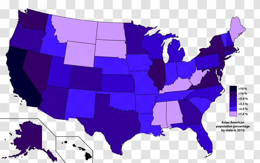 United States Census Demographics Of Asian Americans Demography The - Percentage Map Transparent PNG