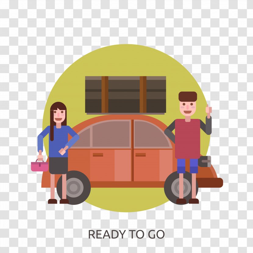 Petronas Towers Travel Illustration - Vector Couple Traveling By Car Transparent PNG
