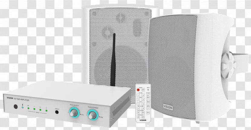 VISION PAIR OF WHITE ACTIVE LOUDSPEAKERS 12w Each Audio Power Amplifier Soundbar - 1800ceilingcom Transparent PNG