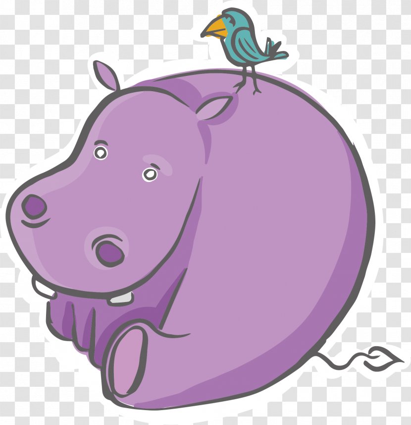Domestic Pig Hippopotamus Illustration - Cartoon Hippo Vector Transparent PNG