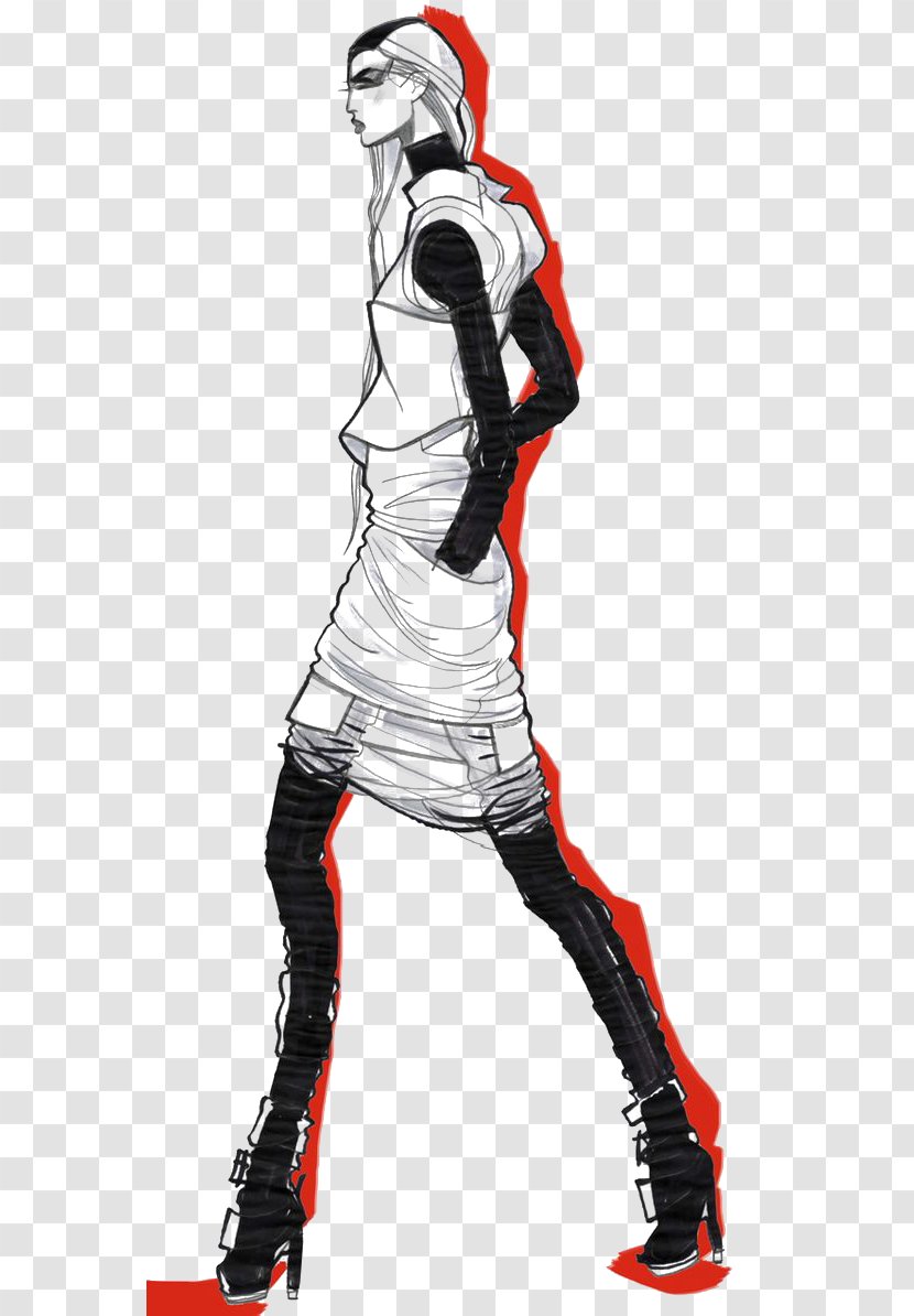 Drawing Fashion Illustration Black And White - Design - Woman Transparent PNG