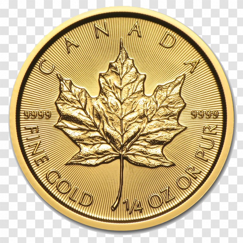 Canadian Gold Maple Leaf Royal Mint Bullion Coin - Coins Transparent PNG
