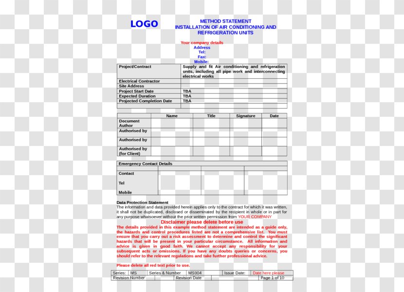 Document Work Method Statement Résumé Construction Safety - Template - Plane Thicket Invitation Transparent PNG