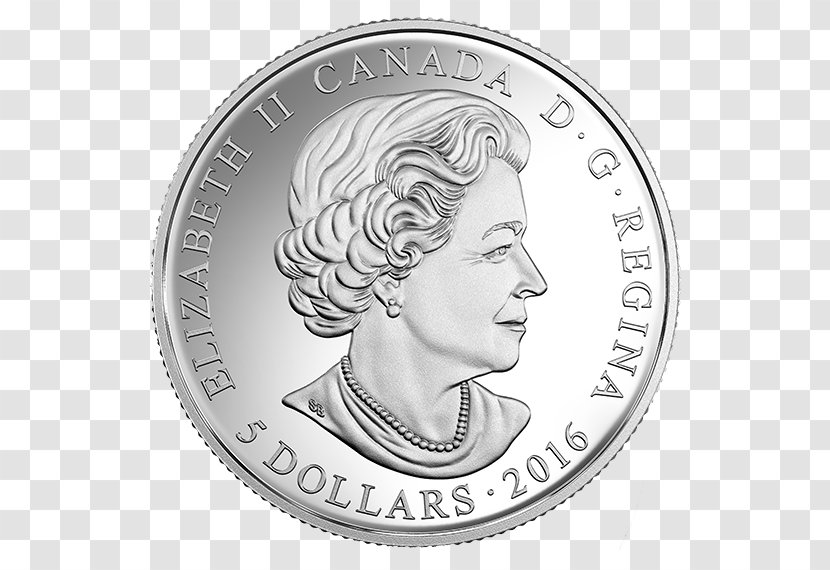 Silver Coin Canada Canadian Dollar - Black And White Transparent PNG