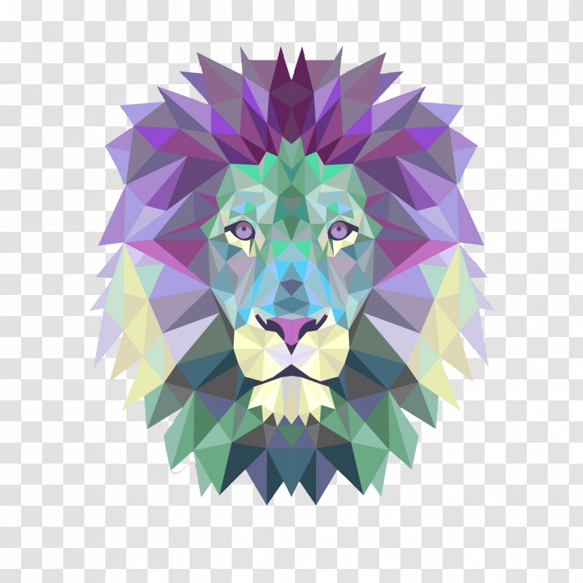 Lion Art Geometry Painting - Watercolor Transparent PNG