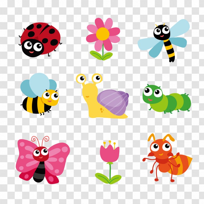 Insect Butterfly Ant Caterpillar - Cute And Floral Vector Transparent PNG