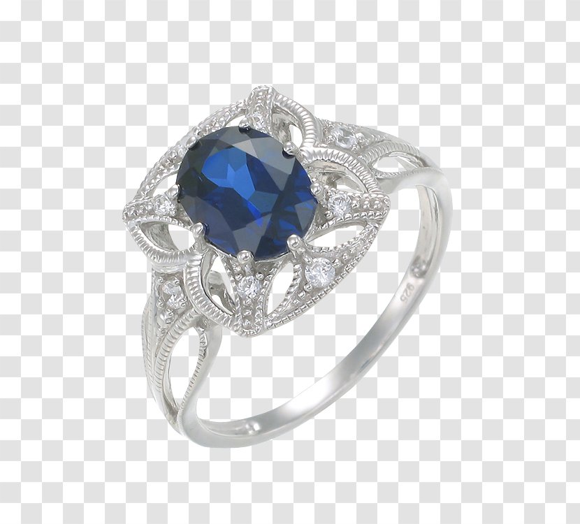 Sapphire Ring Filigree Jewellery Diamond - Platinum Transparent PNG