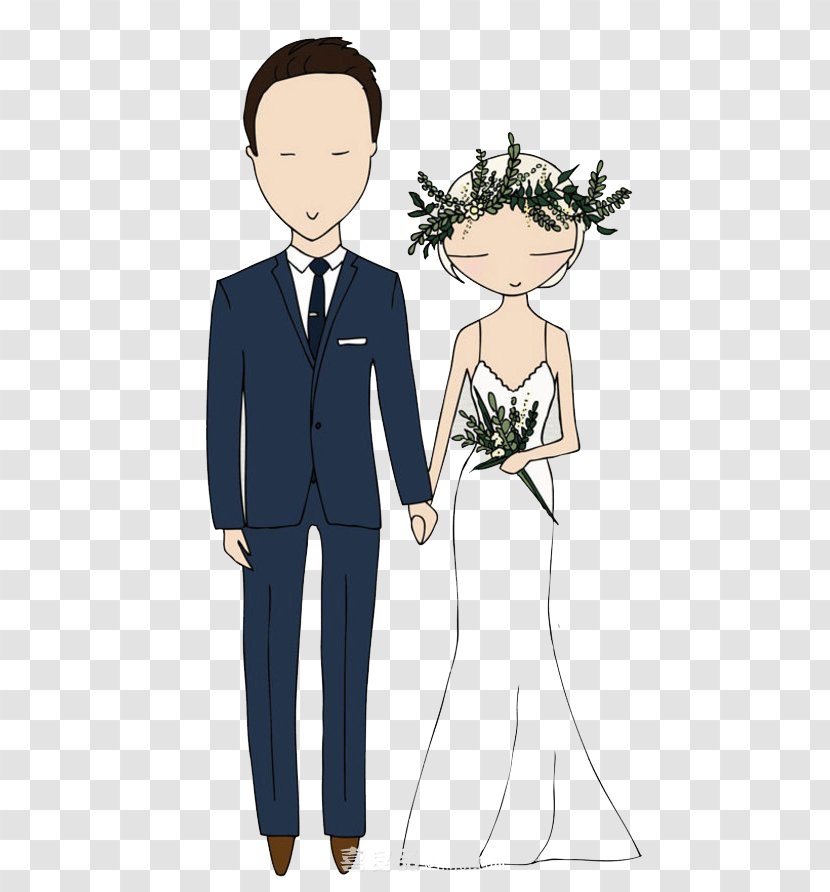 Wedding Invitation Marriage Bride Illustration - Heart - Cartoon Couple Transparent PNG