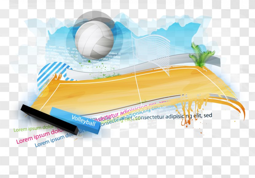 Beach Volleyball Sport - Sports Equipment - Game Poster Design Transparent PNG