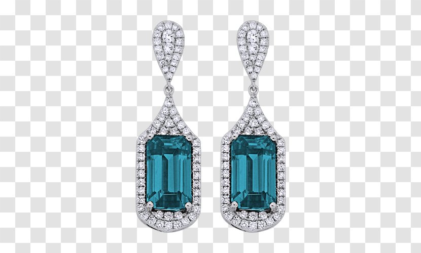 Blue Topaz Earrings Emerald Sapphire - Teal Transparent PNG