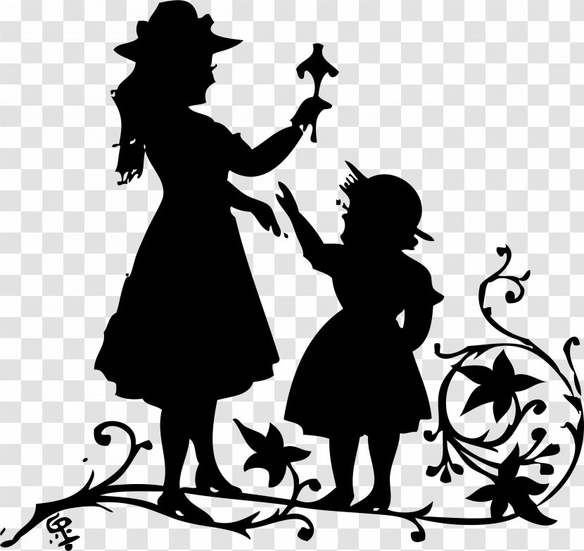 Mother Daughter Child Clip Art - Silhouette Transparent PNG