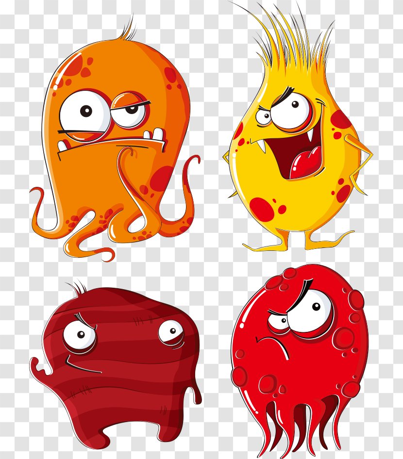 Microbes And Bacteria Microorganism Cartoon - Red - Vector Creative Monster Transparent PNG