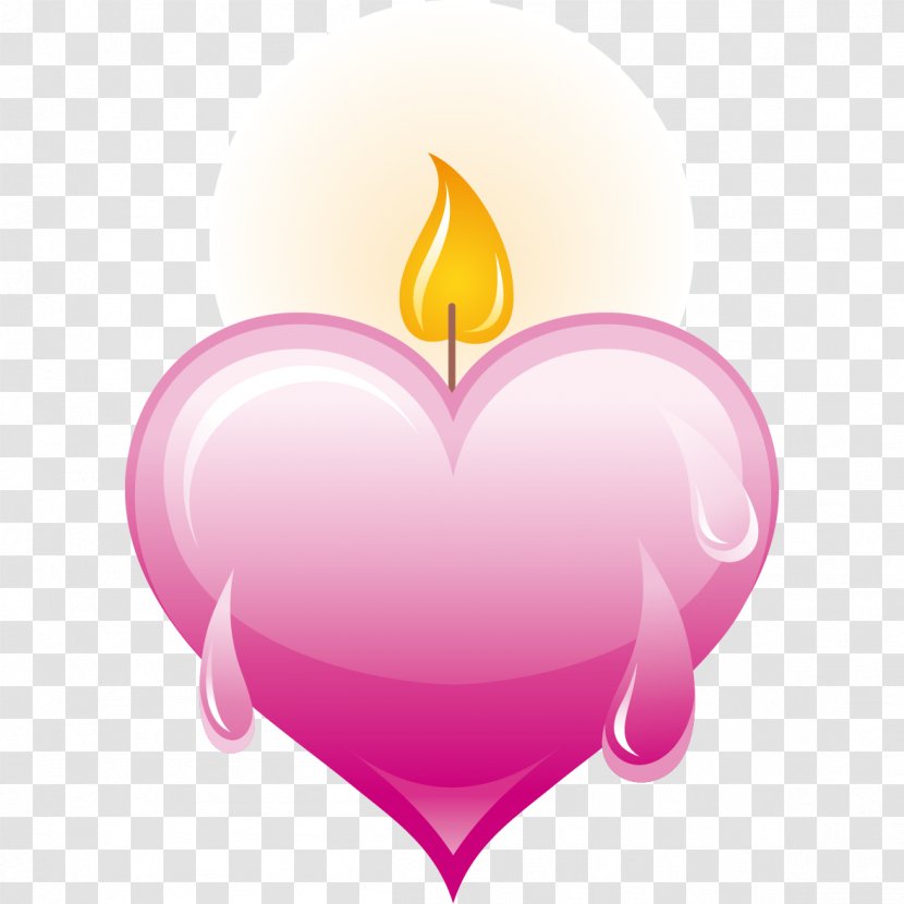 Heart Candle Flame Euclidean Vector - Watercolor - Cartoon Hand-painted Pink Heart-shaped Transparent PNG