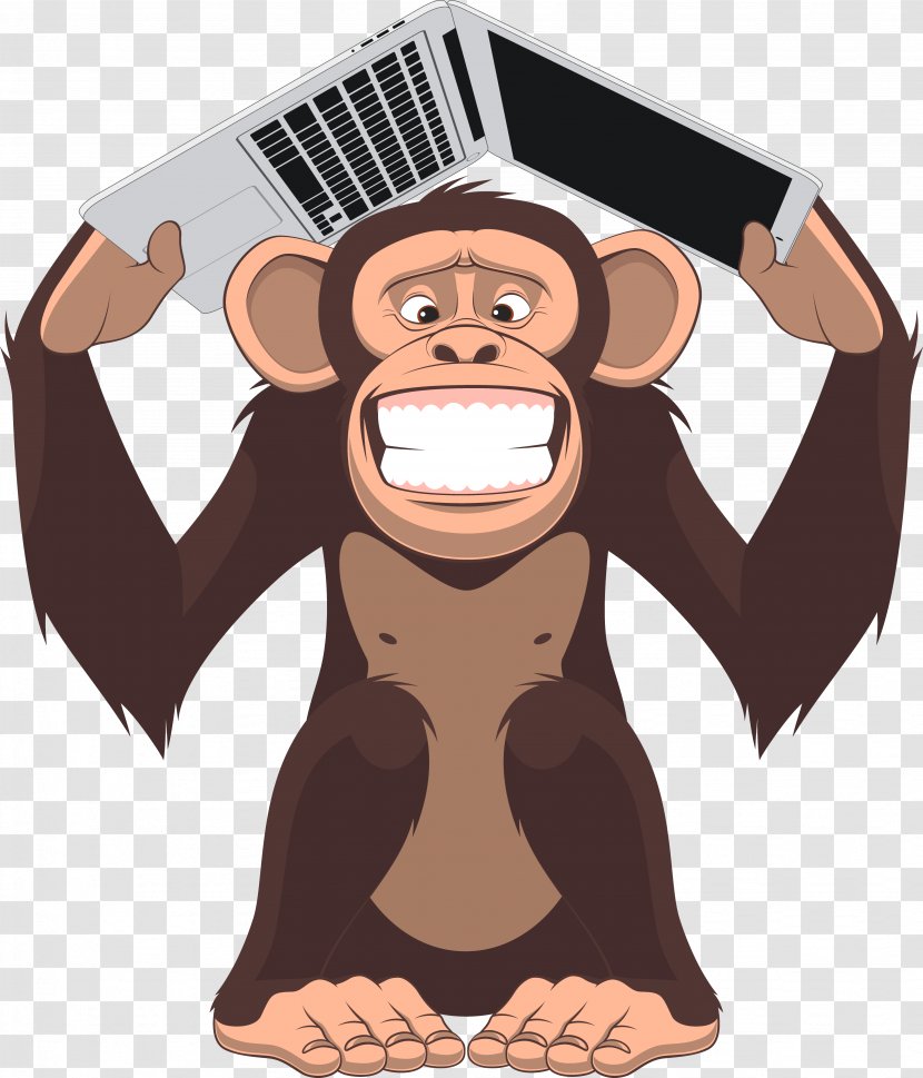Laptop Chimpanzee Monkey - Human Behavior - Gorilla Transparent PNG