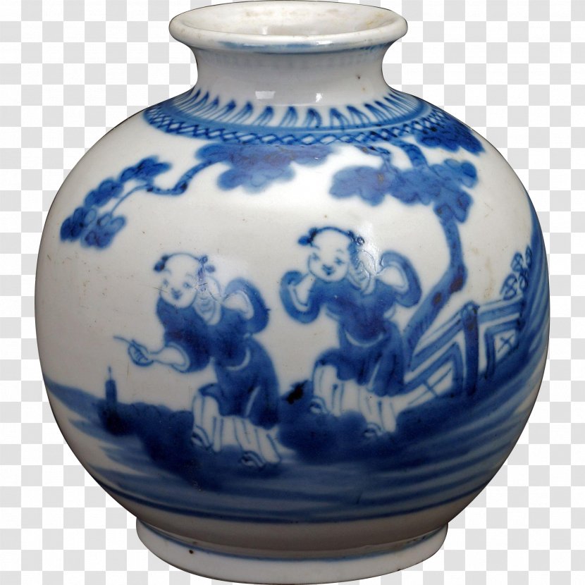 Blue And White Pottery Ceramic Vase Porcelain - Urn Transparent PNG