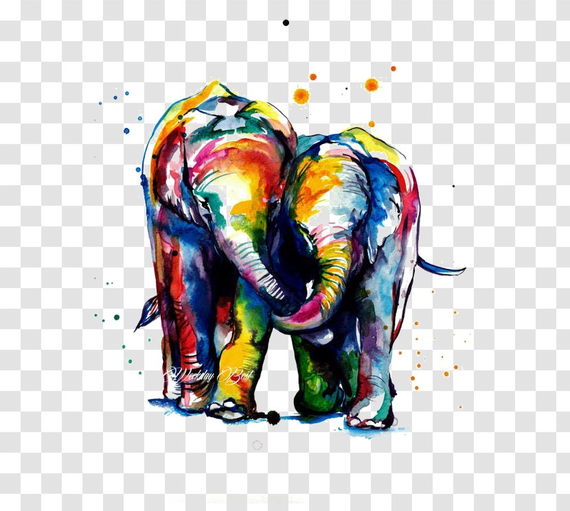 Canvas Print Watercolor Painting Printmaking Printing - Color - Elephant Transparent PNG