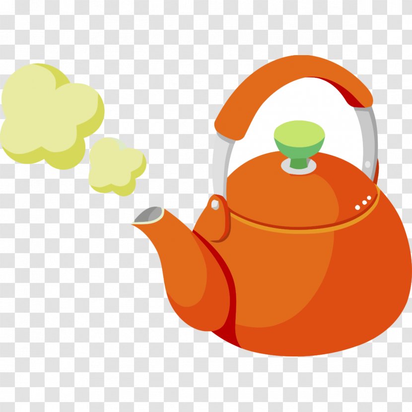 Kettle Teapot Clip Art - Orange - A Pot Of Boiling Water Transparent PNG