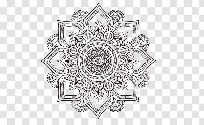 Mandala Coloring Book Clip Art - Ornament - Line Transparent PNG