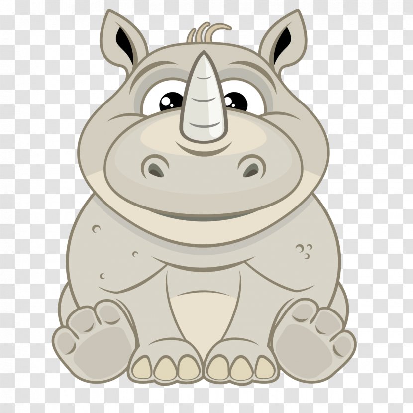 Cartoon Rhinoceros Illustration - Pattern - Rhino Transparent PNG