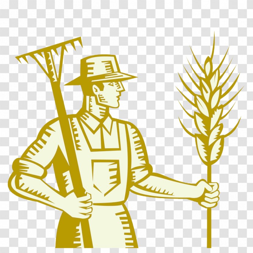 Farmer Agriculture Woodcut Illustration - Plant - Take The Wheat Men Transparent PNG