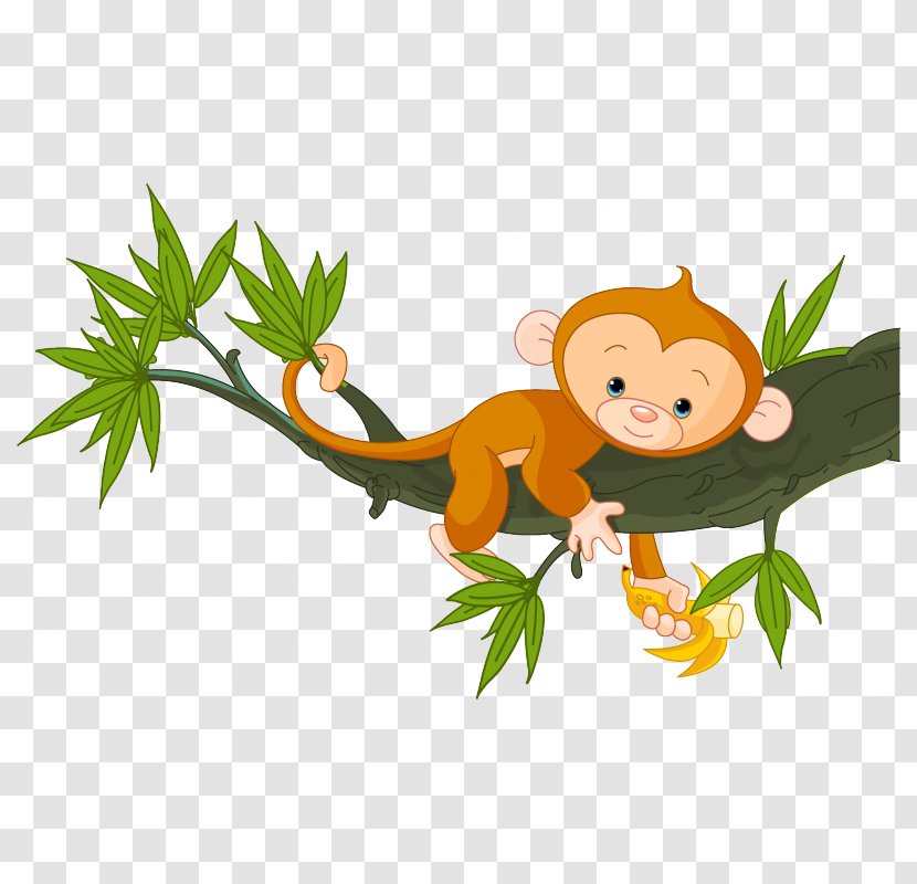 Tree Monkey Clip Art - Branch - Hanging Clipart Transparent PNG