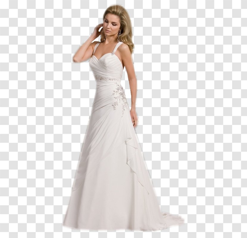 Wedding Dress Shoulder Cocktail Satin - Silhouette Transparent PNG