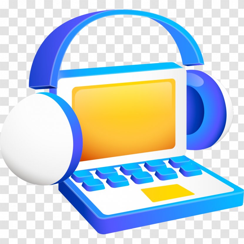 Laptop Computer Headset Clip Art - Yellow Transparent PNG