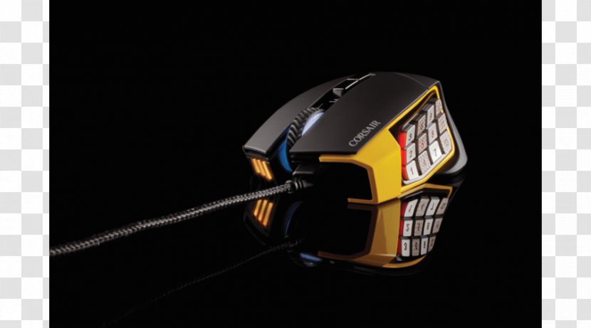 Computer Mouse Corsair Gaming Scimitar RGB Optical MOBA/MMO Mouse, USB (Yellow) PRO Gamer Button Transparent PNG