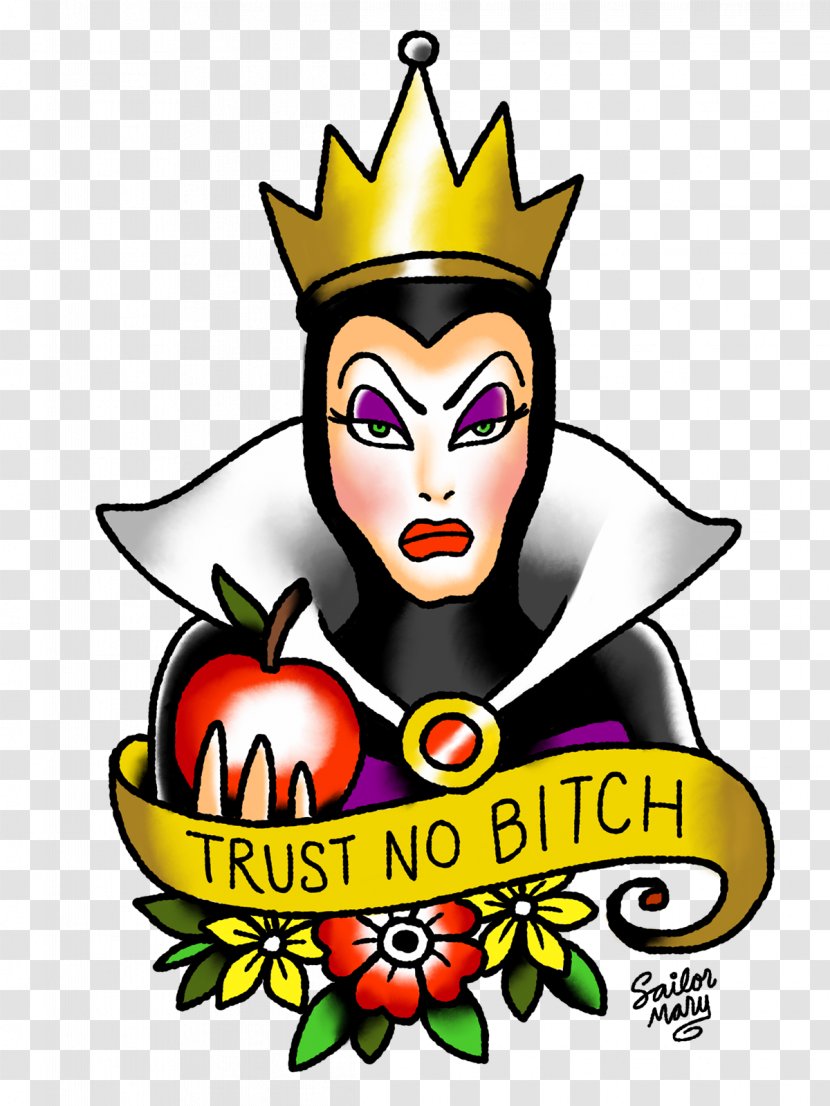 Evil Queen Old School (tattoo) Flash Cattivi Disney - Smile - Bitch Transparent PNG
