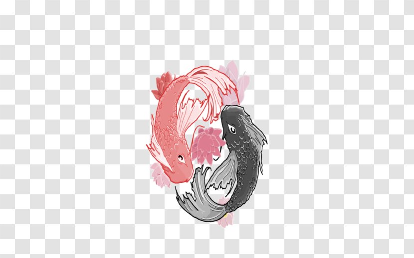 Koi Pond Yin And Yang Fish Clip Art - Flower Transparent PNG