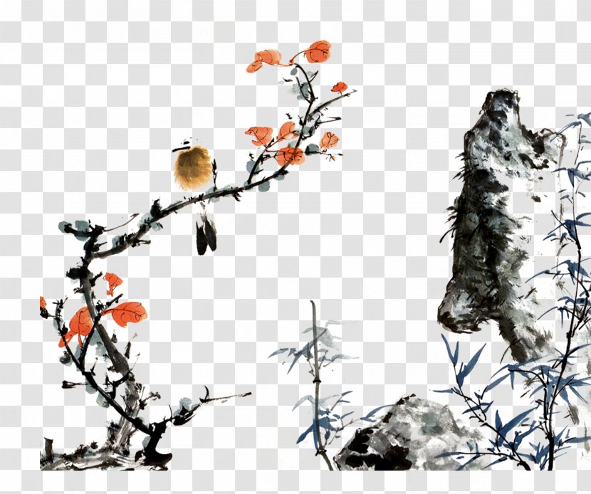 Bird Vocalization Tang Dynasty Rook Poetry - Art - Plum Flower Transparent PNG