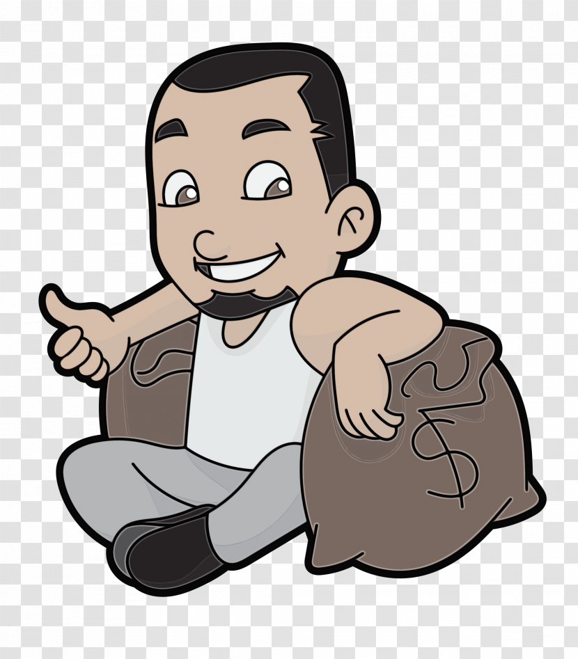 Cartoon Transparency Drawing Character Thumb - Pleased - Smile Sitting Transparent PNG