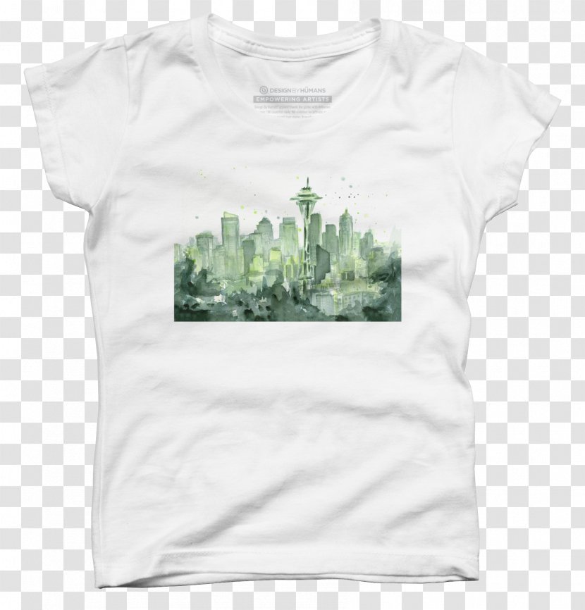 T-shirt Seattle Watercolor Painting Art - Green Transparent PNG