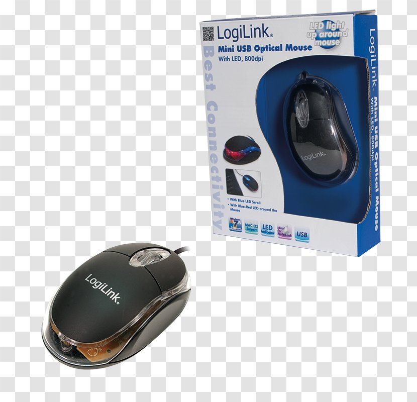 Computer Mouse Laptop Keyboard Optical 2direct LogiLink Mini With LED - Id0158 Logilink Transparent PNG