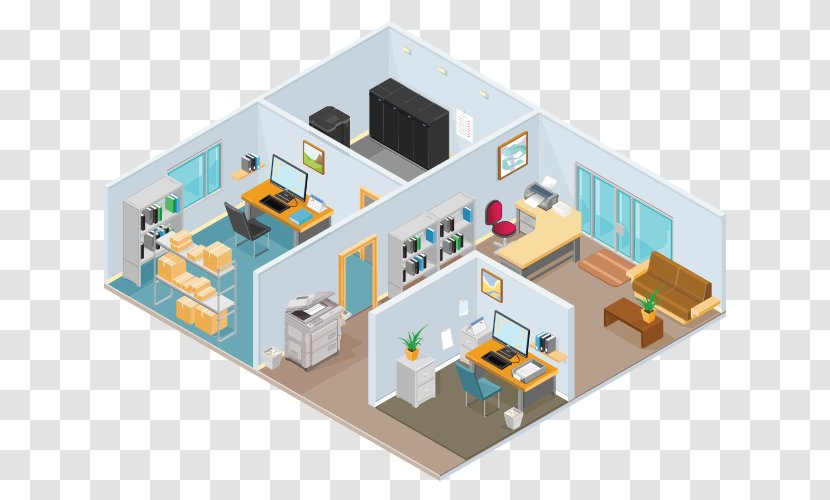 Office Supplies Isometric Projection Cubicle - Interior Design Services Transparent PNG