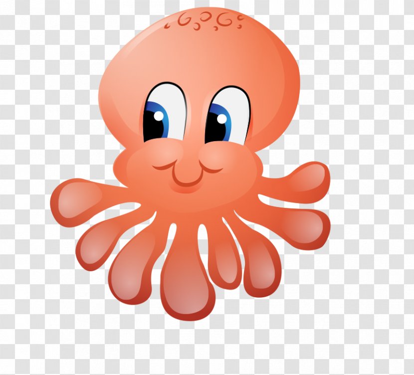 Octopus Cartoon Drawing - Watercolor - Cute Painted Orange Transparent PNG