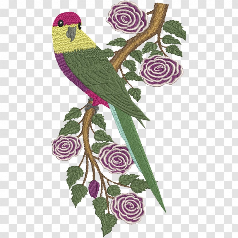 Floral Design Parrot Machine Embroidery Pattern - Rainbow Lorikeet Transparent PNG