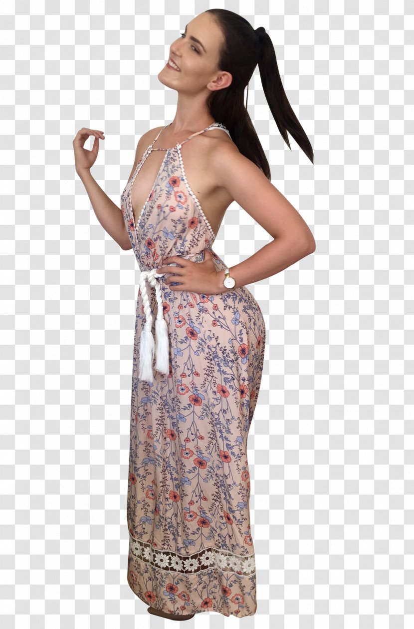 Shoulder Cocktail Dress Costume - Flower - Maxi Transparent PNG