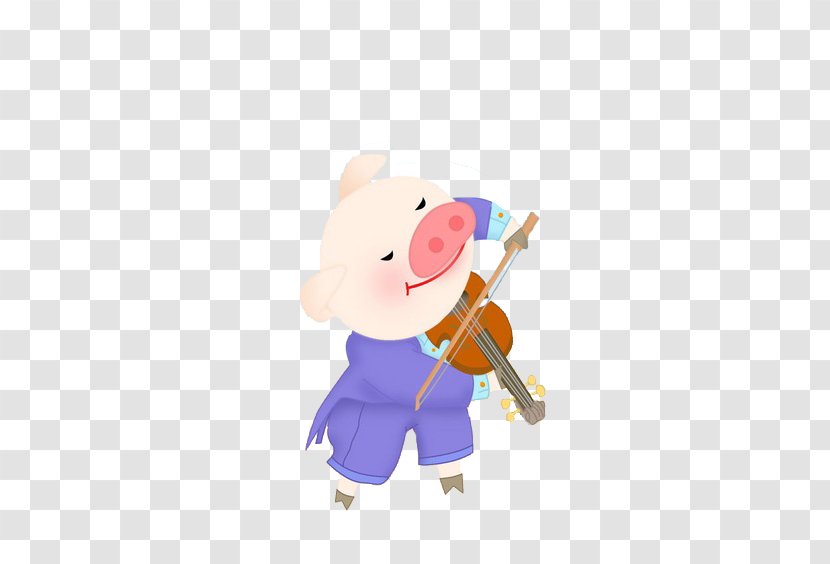 Domestic Pig Cartoon Illustration - Violin Transparent PNG