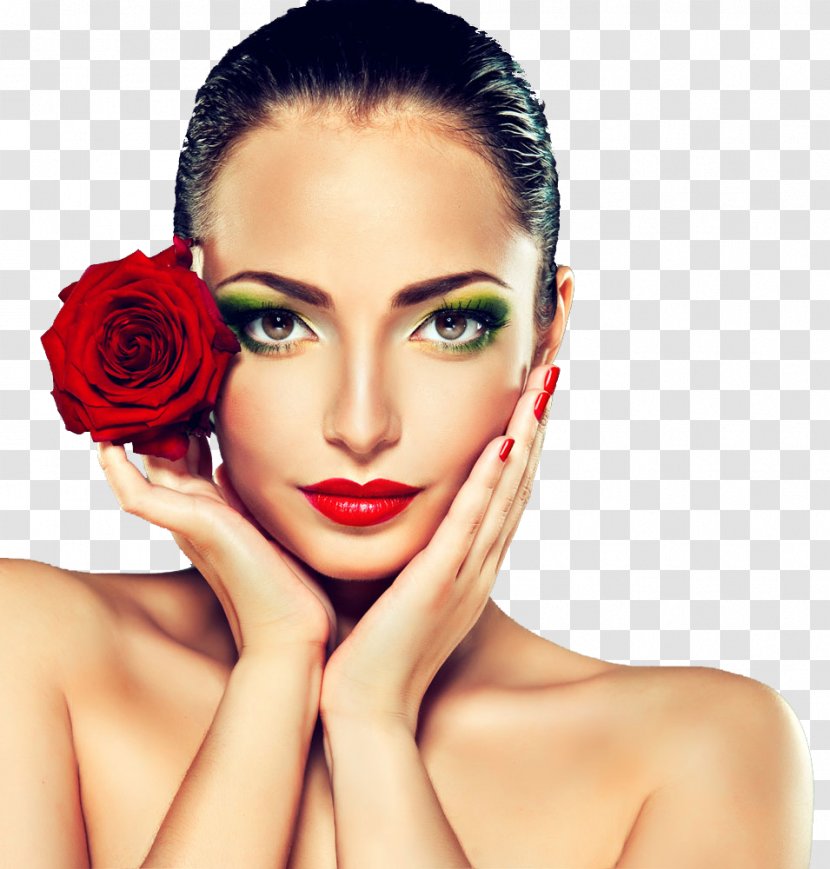Make-up Beauty Garden Roses Glamour Hairstyle - Watercolor - Red Rose Model Transparent PNG
