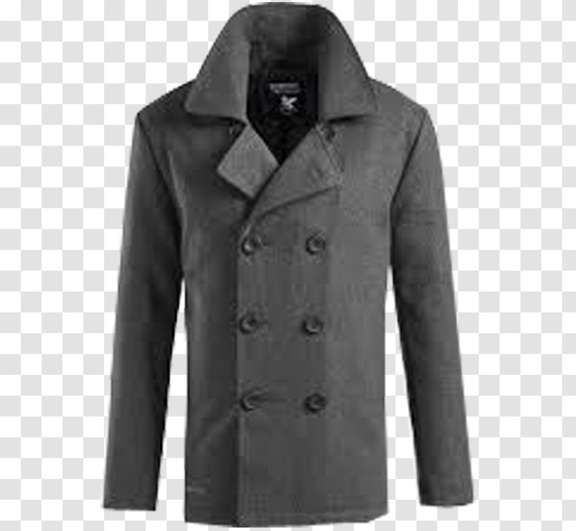 Pea Coat Overcoat Jacket Double-breasted - Sleeve Transparent PNG