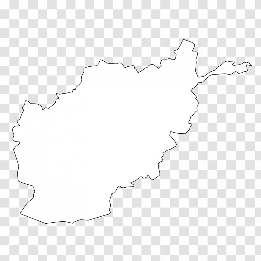 White Line Art Angle Map - Monochrome - Afghanistan Transparent PNG