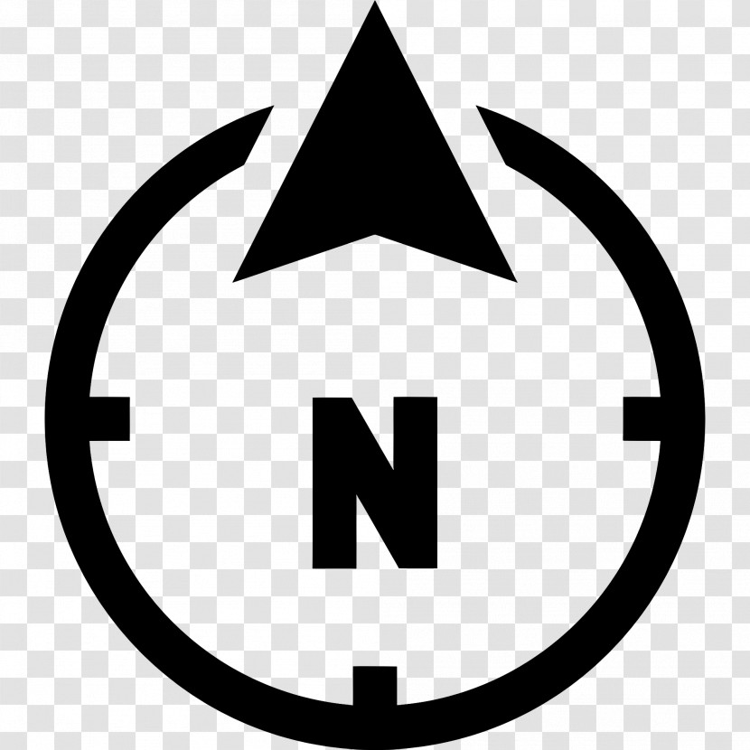 North Arrow - Black Compass Icon For Navigation Transparent PNG