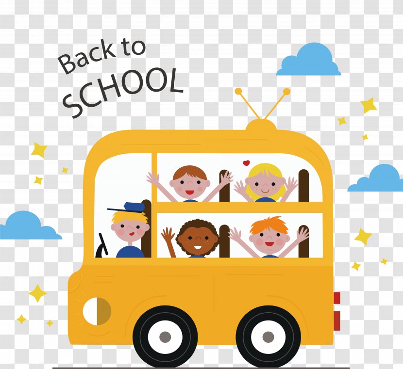 Bus School Child Euclidean Vector - Area - Happy Kids Transparent PNG