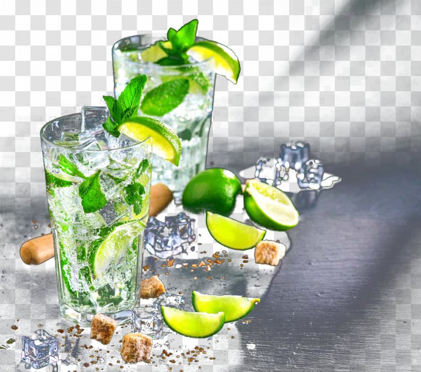 Mojito Cocktail Caipirinha Vodka Tonic Gin And - Superfood - Lemon Ice Cubes Transparent PNG