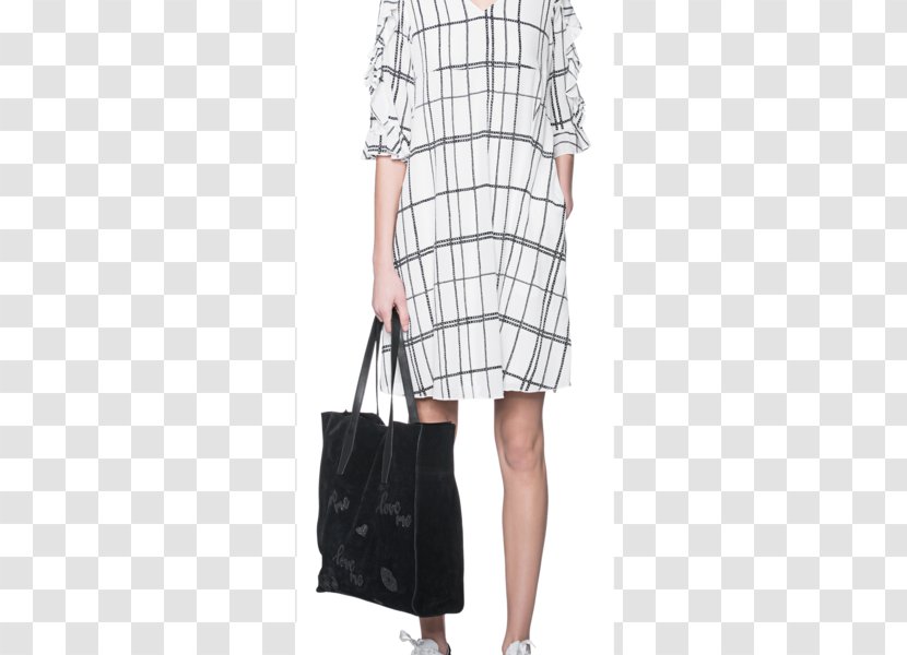 Dress Off-White Silk Shoulder Sleeve - Plaid Transparent PNG